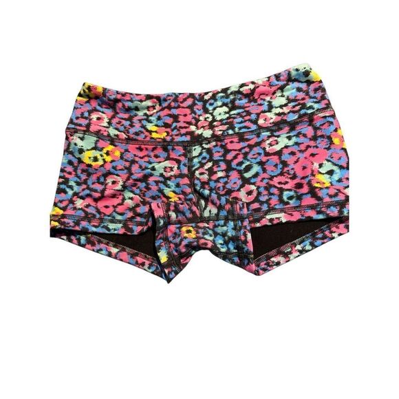 Fleo Miami Rainbow Leopard-Print Stretch Athletic Shorts Women's Size Small EUC - Picture 2 of 9